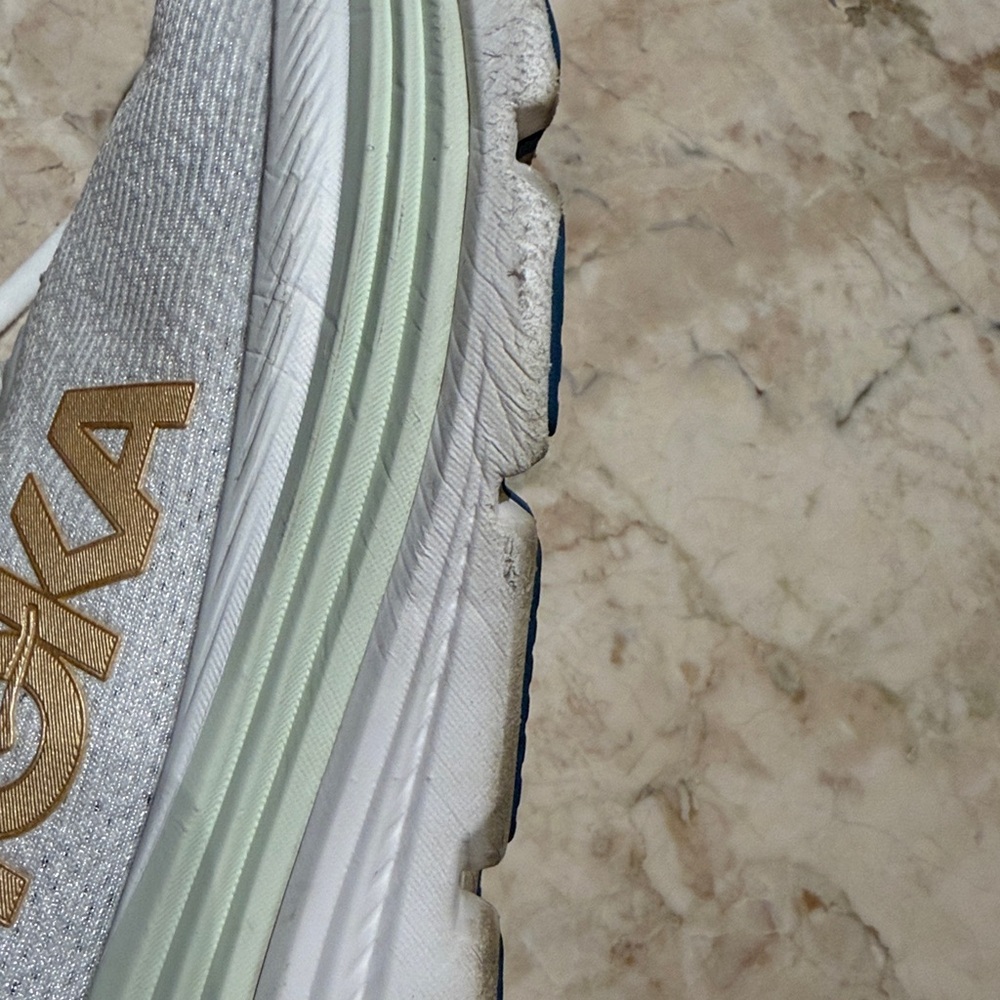 Hoka White and Blue Sneakers with Gold Logo - Picture 5 of 6